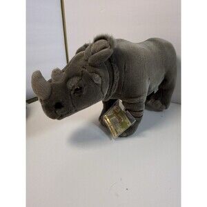 2010 Ganz Webkinz Signature Gold Endangered Black African Rhino Plush New W Code